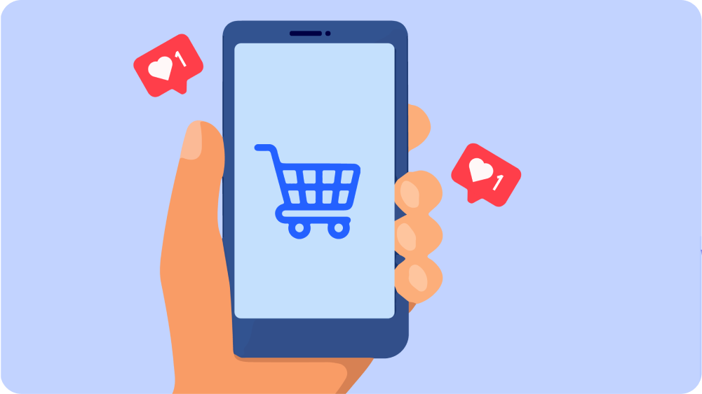 Persona haciendo compras online por redes sociales.