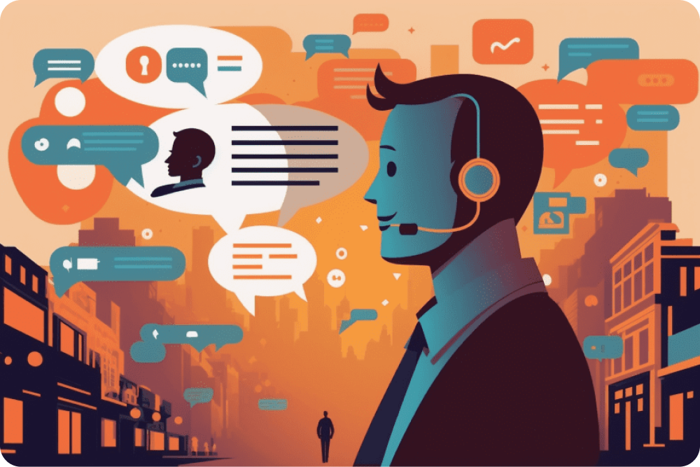 ilustración de soporte utilizando comercio conversacional