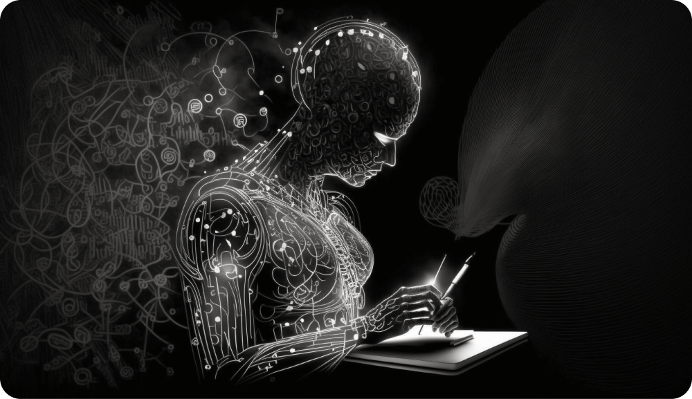 ilustración de gpt-4 escribiendo contenido