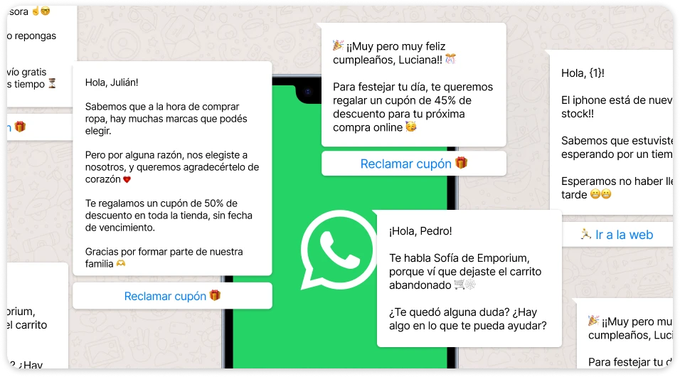 collage de plantillas de ventas por whatsapp