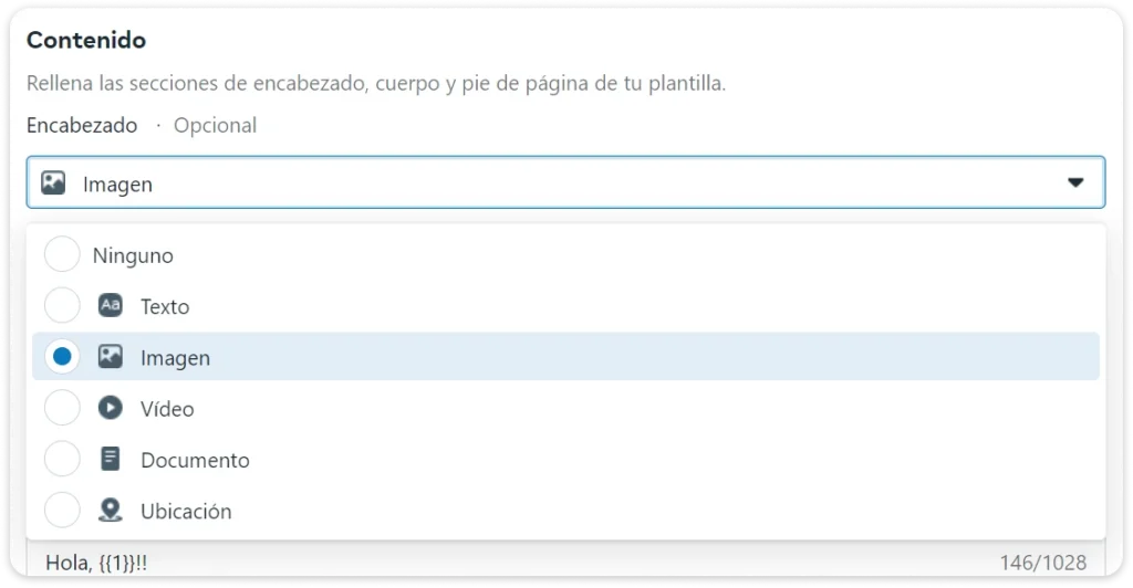 Colocando una imagen como cabecera para la template de whatsapp