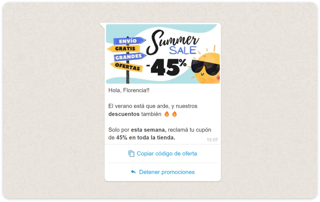 campaña de veran a través de una plantilla de whatsapp